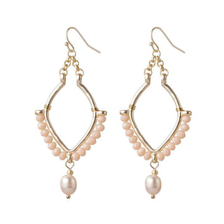 Light Gold Beaded Boho Hook Earrings