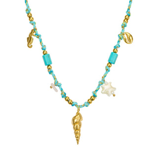 Braided Cord Beaded Charm Necklace