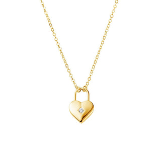 Gold Plated Heart Padlock Pendant Necklace