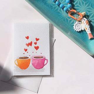 Original Hand Painted Watercolour Keepsake Gift Card | Coffee Love