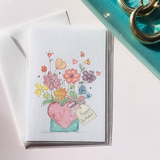 Original Hand Painted Watercolour Keepsake Gift Card | Birthday Flowers