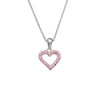Children’s Sterling Silver Heart Necklace with Pink Cubic Zirconia