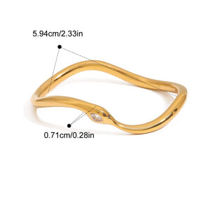 Gold Plated Stainless Steel Bangle with Cubic Zirconia