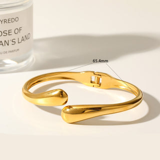 Gold Plated Stainless Steel Geometric Spring Hinge Bangle