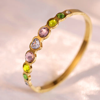 Gold Plated Stainless Steel Rinestone Bangle