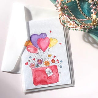 Original Hand Painted Watercolour Keepsake Gift Card | Birthday Balloons