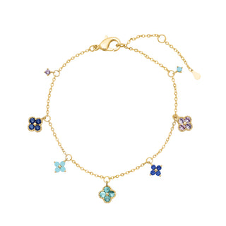 Gold Plated Floral Charm Bracelet