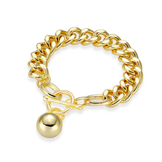 Curb Link Bracelet with Ball Pendant