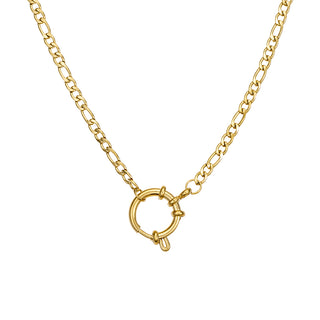 Gold Charm Bar Necklace | Figaro Link