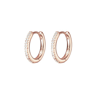 Rose Gold Plated Cubic Zirconia Huggie Earrings 12mm
