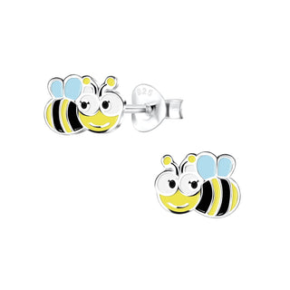 Children's Sterling Silver Enamel Bee Stud Earrings