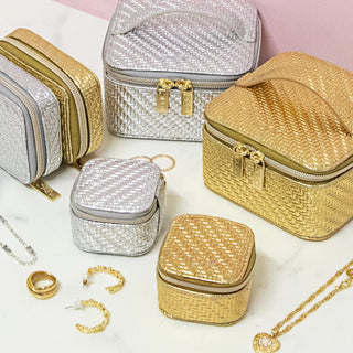 Mini Jewellery Cube - Herringbone Gold