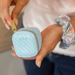 Mini Jewellery Cube - Herringbone Bluebell