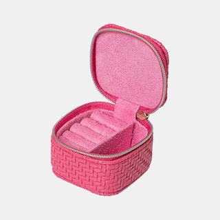 Mini Jewellery Cube - Herringbone Raspberry