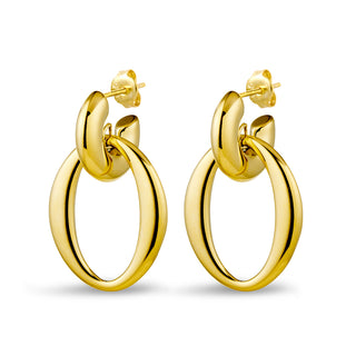 Gold Hoop Earring with Oval Drop