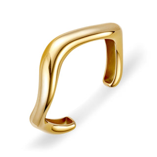 Gold Abstract Curve Cuff Bangle