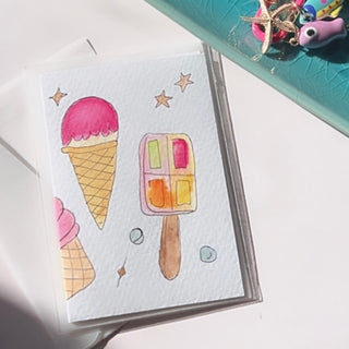 Original Hand Painted Watercolour Keepsake Gift Card | Icecream