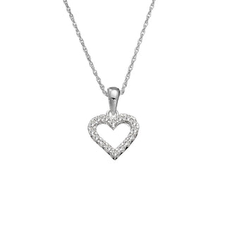 Children’s Sterling Silver Heart Necklace with White Cubic Zirconia