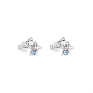 Sterling Silver CZ Star Stud Earrings
