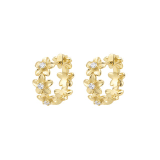 Gold Plated Flower 13mm Hoop Earrings
