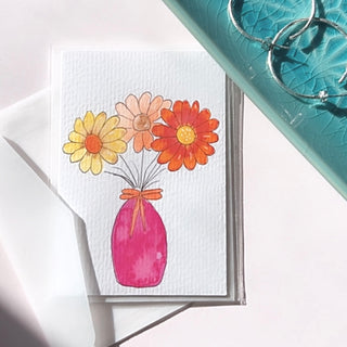 Original Hand Painted Watercolour Keepsake Gift Card | Flowers