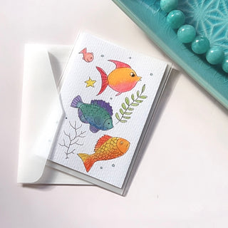 Original Hand Painted Watercolour Keepsake Gift Card | Colourful Fish