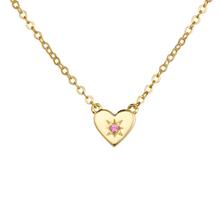 Children’s Gold-Plated Sterling Silver Heart Necklace with Pink Cubic Zirconia