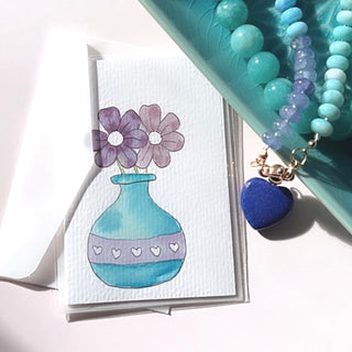 Original Hand Painted Watercolour Keepsake Gift Card | Vase