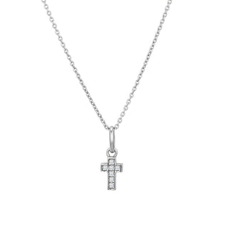 Sterling Silver Petite Cross Pendant Necklace With Cubic Zirconia