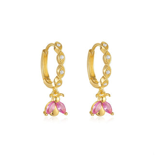 Pink Bloom Decorative Huggie Earrings