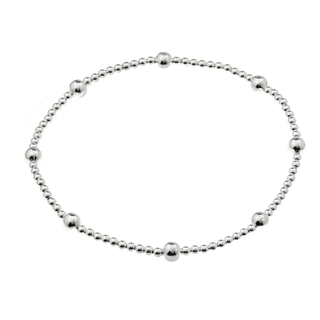 Sterling Silver Round Bead Elastic Bracelet