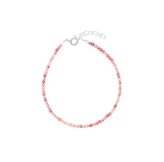 Rhodochrosite And Sterling Silver Bead Bracelet