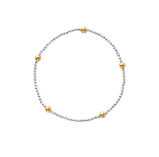 Sterling Silver Two Tone Stretch Bead Bracelet