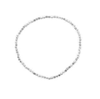 Sterling Silver Cube Bead Elastic Bracelet 2mm