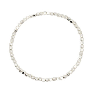 Sterling Silver Cube Bead Elastic Bracelet