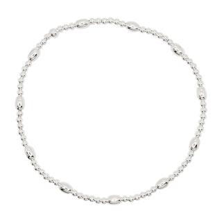 Sterling Silver Oval Bead Elastic Bracelet