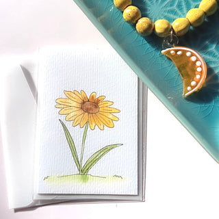 Original Hand Painted Watercolour Keepsake Gift Card | Yellow Daisy