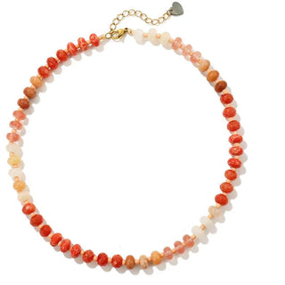Natural Stone Beaded Necklace | Orange & Pink