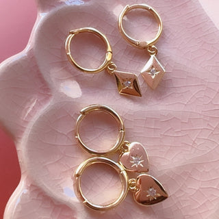 18k Gold Plated Huggie North Star Earrings