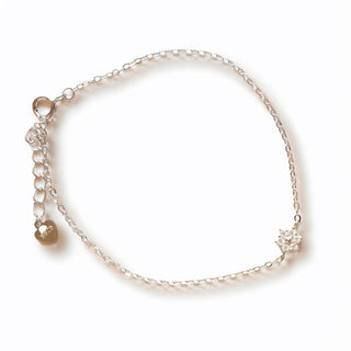 Sterling Silver Dainty Flower Bracelet with Cubic Zirconia