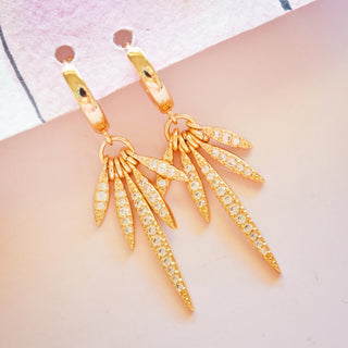 Gold Chandelier Marquise Drop Earrings with Cubic Zirconia