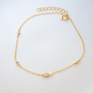 Gold Plated White Opalite Bracelet