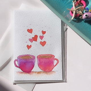 Original Hand Painted Watercolour Keepsake Gift Card | Coffee Time