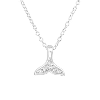 Children's Sterling Silver Whale Tail Pendant Necklace