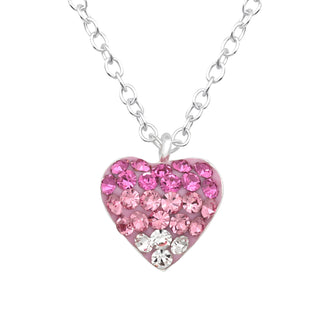 Children's Sterling Silver Pink Heart Pendant Necklace