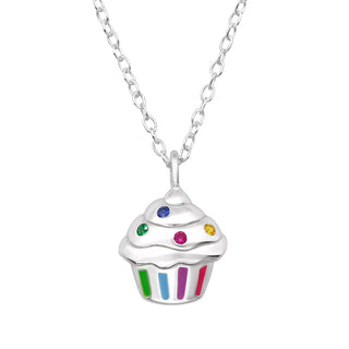 Children's Sterling Silver Cupcake Pendant Necklace