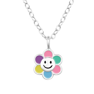 Children's Sterling Silver Smiley Face Pendant Necklace