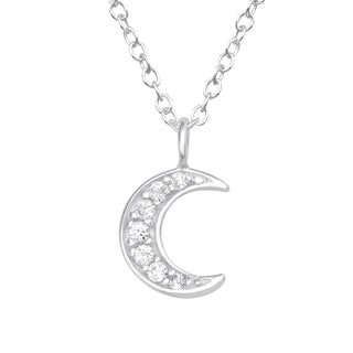 Children's Sterling Silver Crescent Moon Pendant Necklace