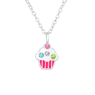 Children's Sterling Silver Cupcake Pendant Necklace