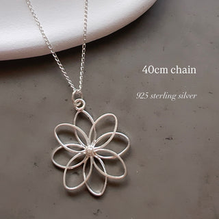 Sterling Silver Flower Pendant Necklace